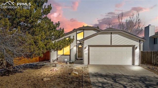 front of property featuring a garage