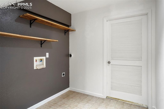 laundry area with hookup for an electric dryer and hookup for a washing machine