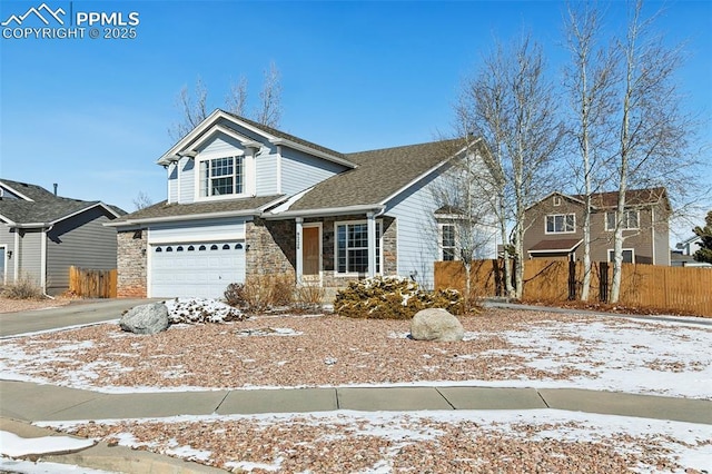 view of front of house with a garage