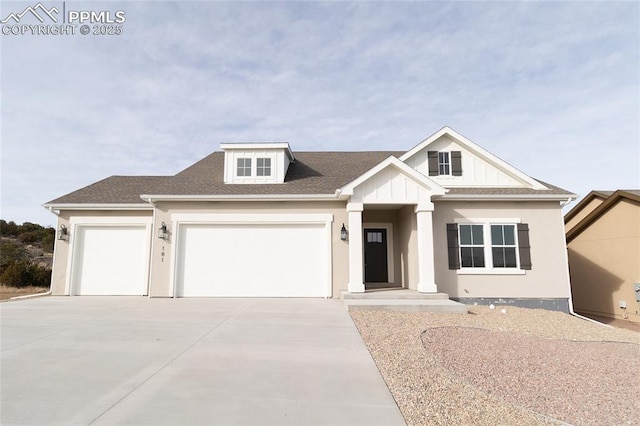 view of front of property with a garage