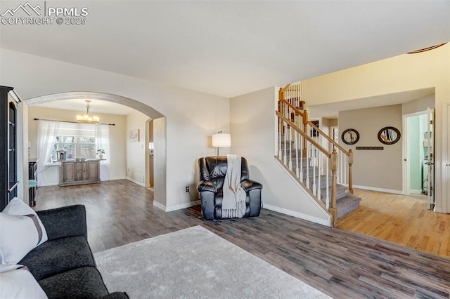 living room with hardwood / wood-style floors