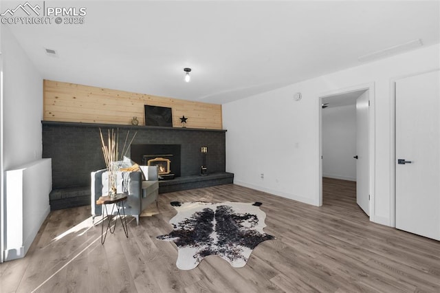 living room with hardwood / wood-style flooring