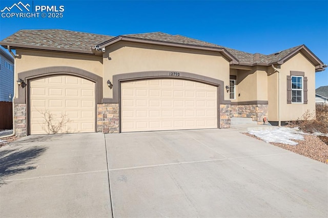 view of front of house with a garage