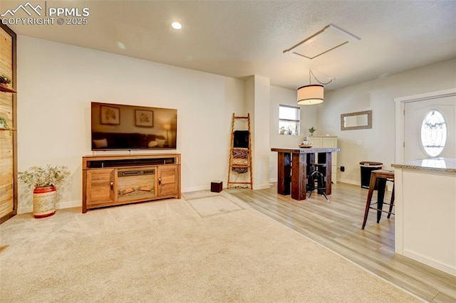 living room with carpet flooring