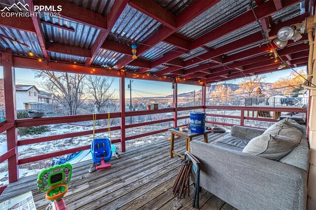 2841 Pinnacle Dr, Colorado Springs, CO 80910 - view of dock with a deck with mountain view