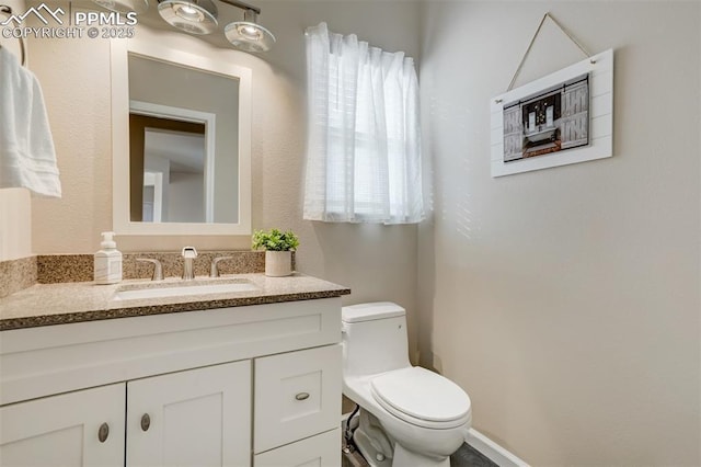 bathroom with toilet and vanity