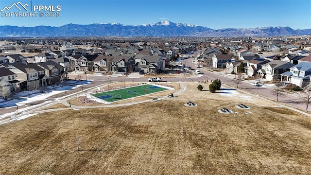 aerial view with a mountain view