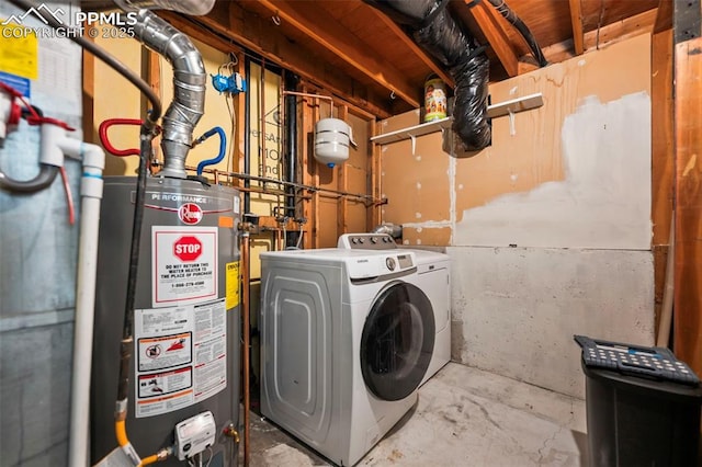 laundry room featuring water heater