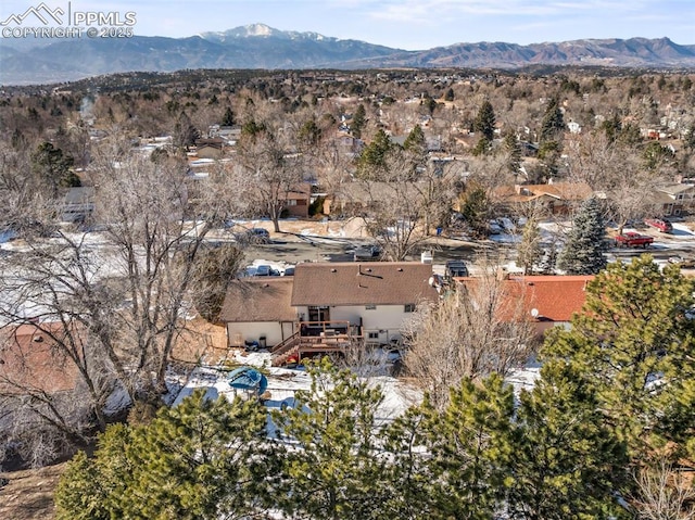 aerial view featuring a mountain view