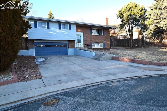 bi-level home with a garage