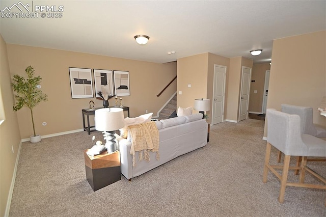 living room featuring carpet flooring