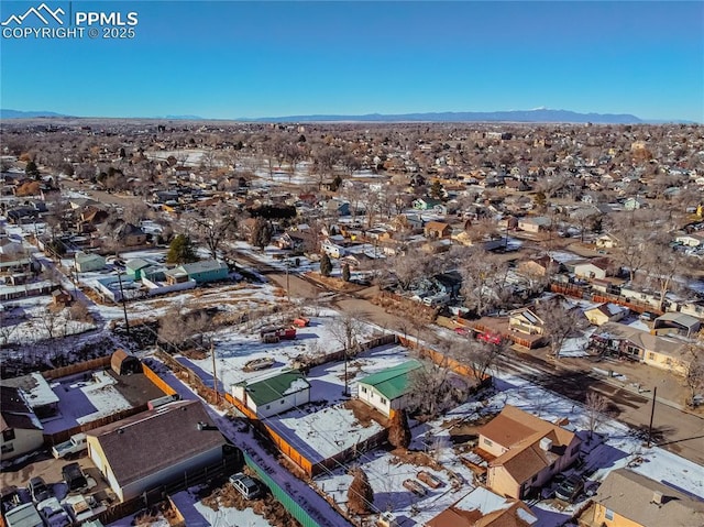 bird's eye view with a mountain view