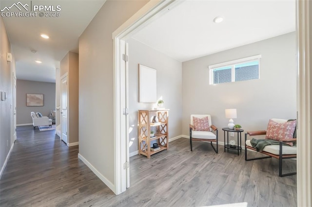 sitting room featuring hardwood / wood-style flooring