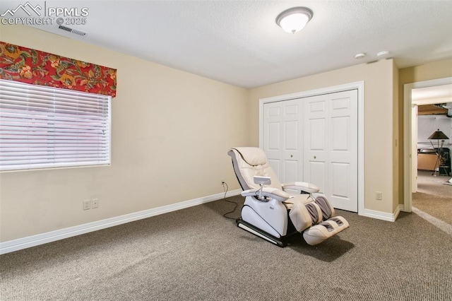 living area with carpet floors