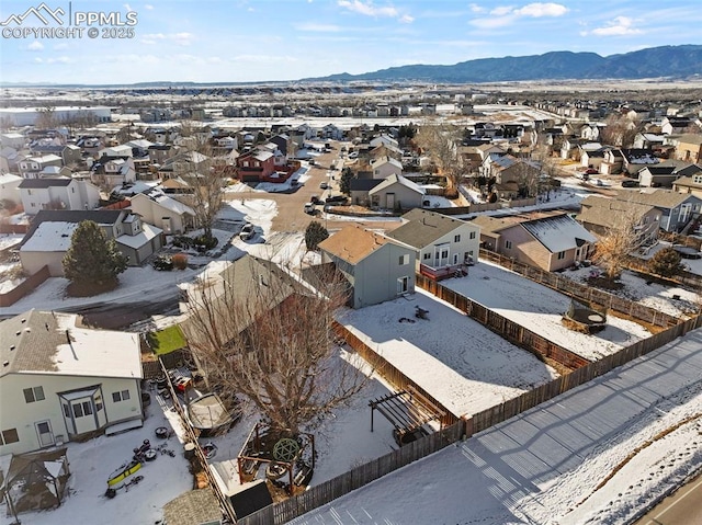 drone / aerial view with a mountain view