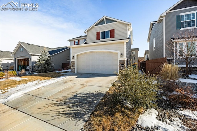 view of front of property featuring a garage