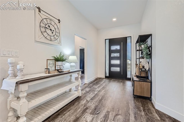 foyer entrance with dark hardwood / wood-style flooring