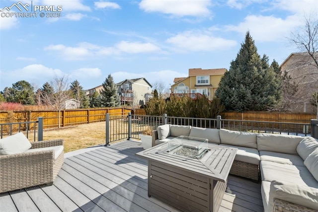 wooden deck with outdoor lounge area