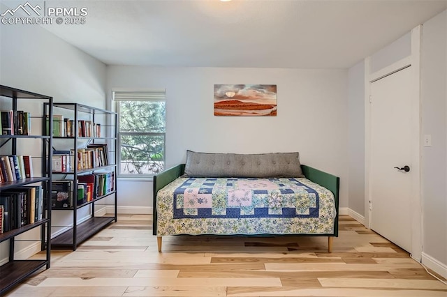 bedroom featuring light wood-type flooring