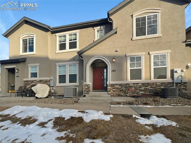 view of front of house with central AC