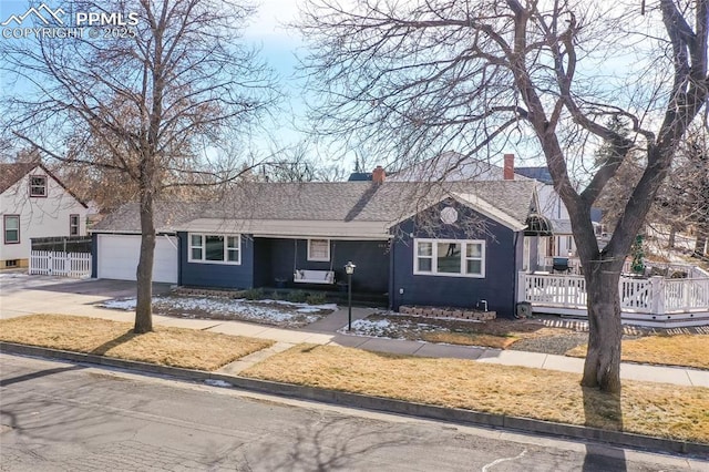 single story home with a garage