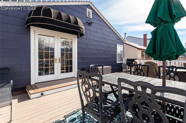 deck featuring french doors