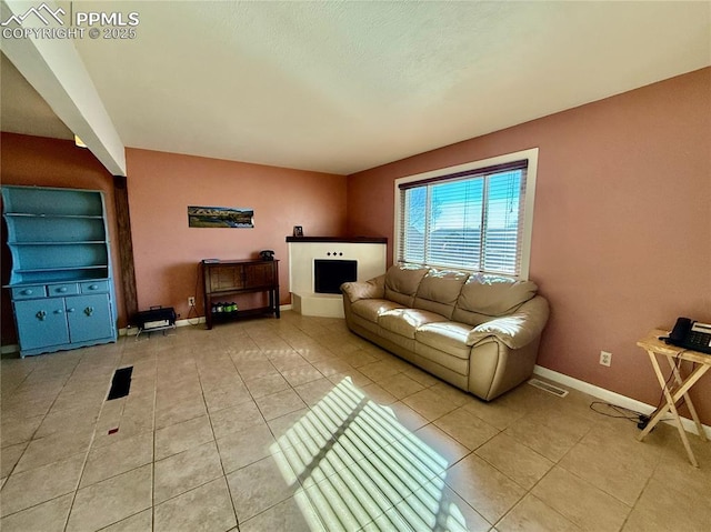 view of tiled living room