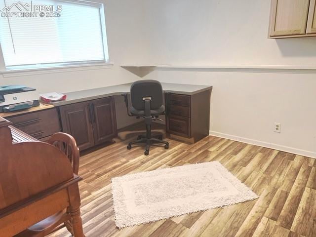 office space featuring light hardwood / wood-style floors