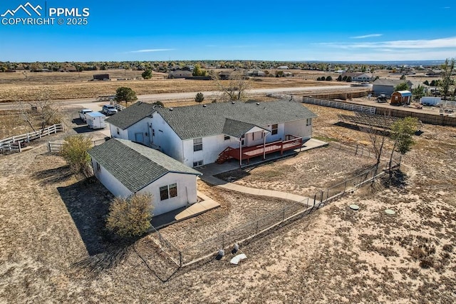 drone / aerial view with a rural view