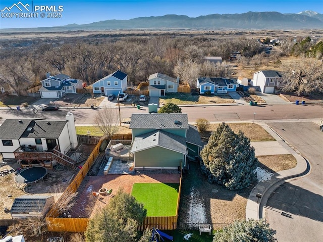 drone / aerial view with a mountain view