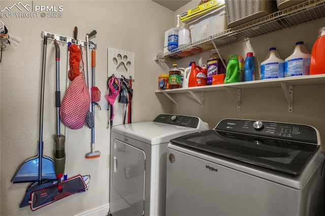 clothes washing area with independent washer and dryer