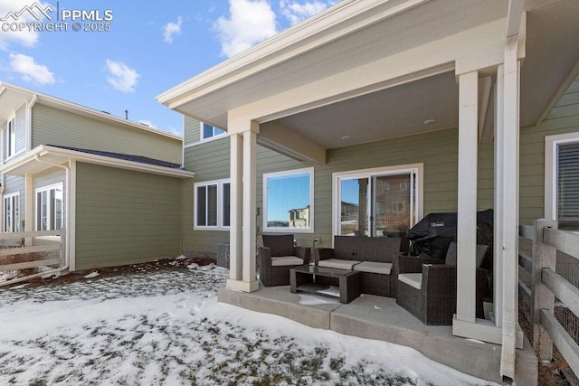 exterior space featuring an outdoor living space