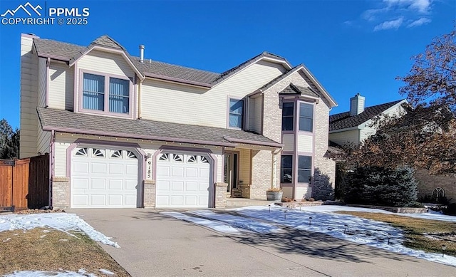 view of front property with a garage