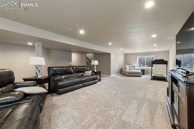 carpeted living room with plenty of natural light