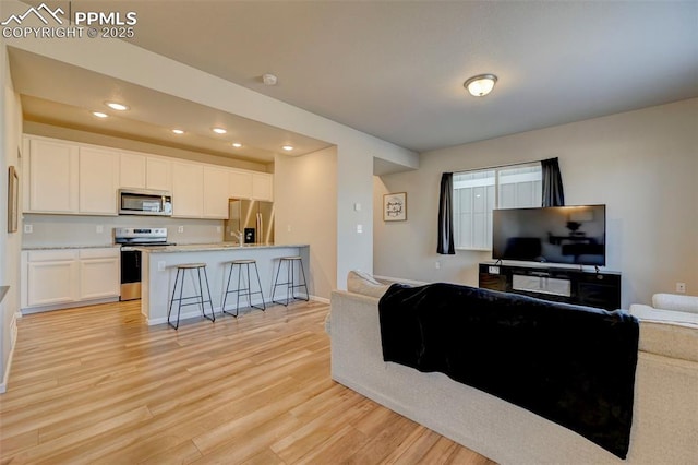 living room with light hardwood / wood-style floors