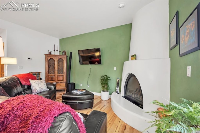 living room with hardwood / wood-style floors