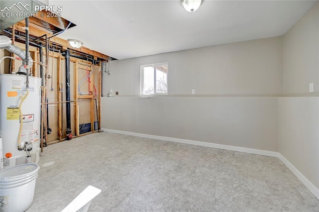 basement featuring water heater