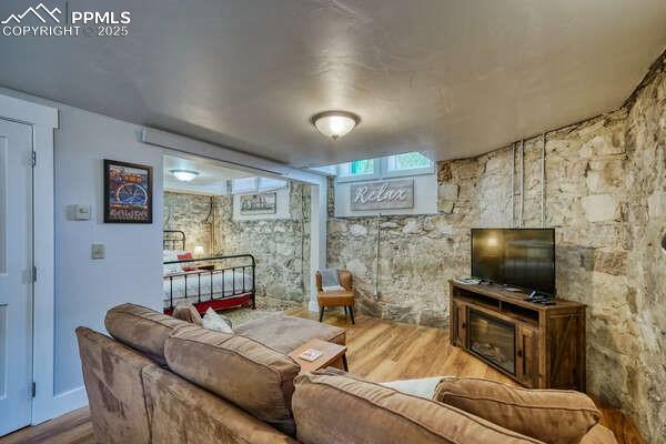 living room with wood-type flooring