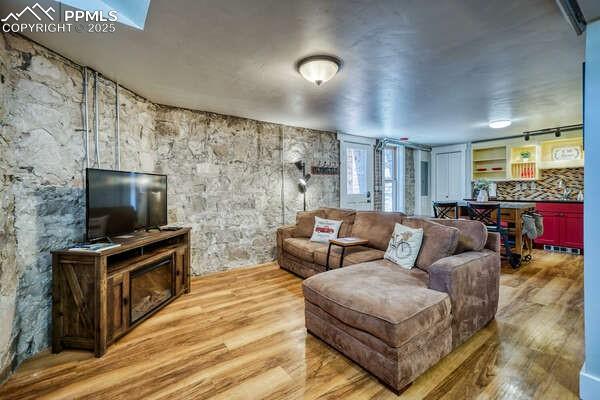 living room featuring light wood-type flooring