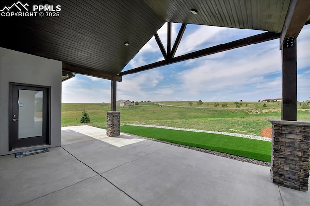 view of patio featuring a rural view