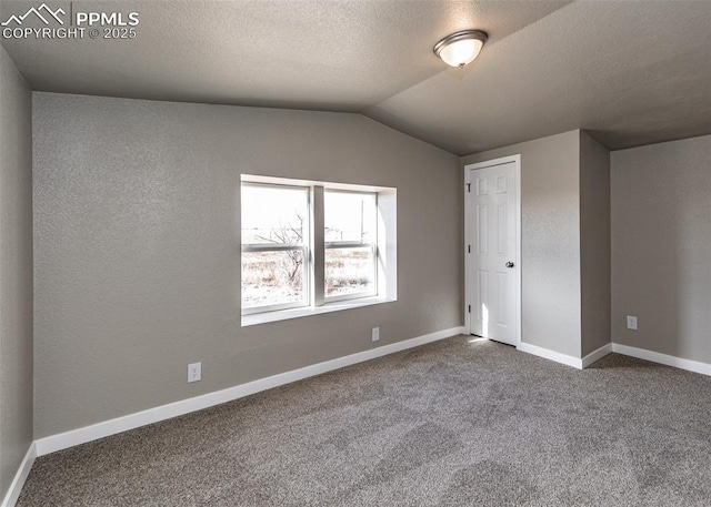 interior space with vaulted ceiling and a textured ceiling