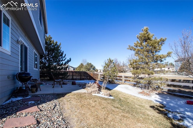 view of yard with a patio area