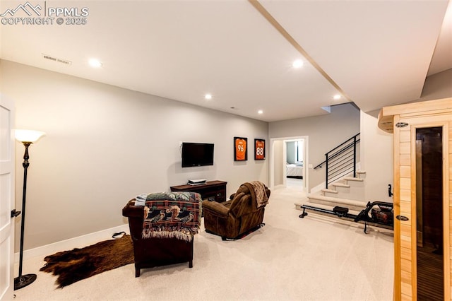 living room featuring carpet floors