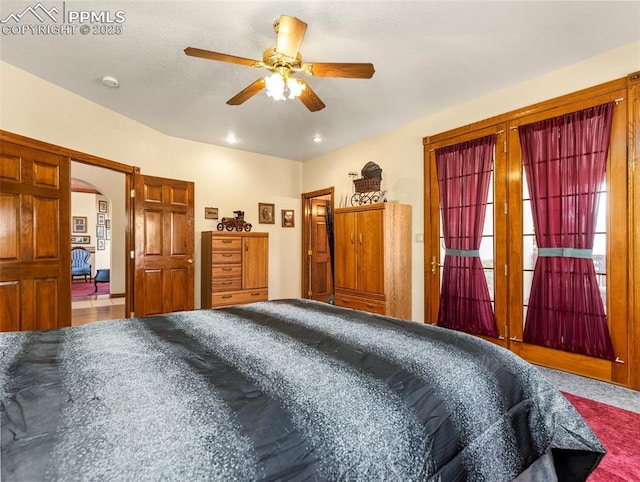 bedroom featuring ceiling fan