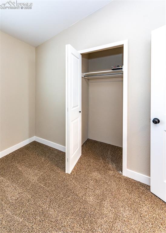 unfurnished bedroom featuring a closet and carpet