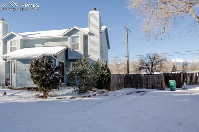 view of snow covered exterior