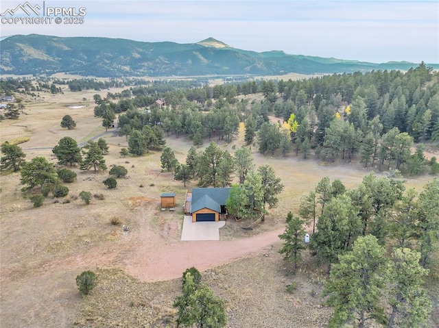 bird's eye view featuring a mountain view