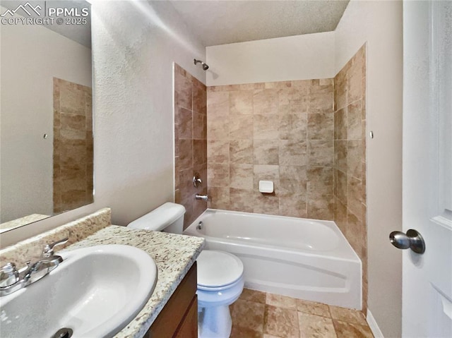 full bathroom with toilet, shower / washtub combination, and vanity