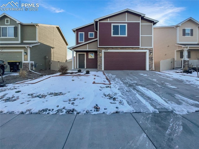 view of front of property with a garage