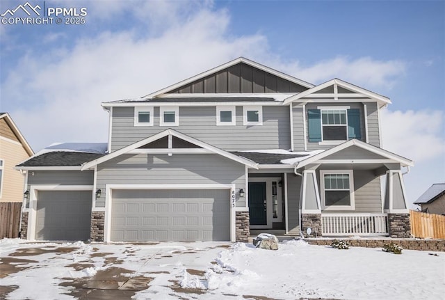 craftsman inspired home with a garage